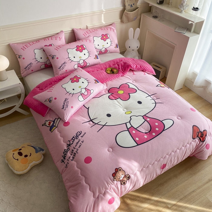 91家纺网 家纺一手货源 找家纺 一电 跨境电商可真空儿童豆豆被幼儿园秋冬被芯宝宝婴儿午睡小盖被盖毯小宝宝四季通用 萌萌KT