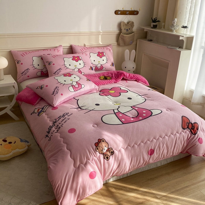 91家纺网 家纺一手货源 找家纺 一电 跨境电商可真空儿童豆豆被幼儿园秋冬被芯宝宝婴儿午睡小盖被盖毯小宝宝四季通用 萌萌KT