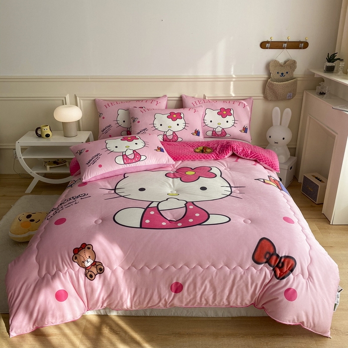 91家纺网 家纺一手货源 找家纺 一电 跨境电商可真空儿童豆豆被幼儿园秋冬被芯宝宝婴儿午睡小盖被盖毯小宝宝四季通用 萌萌KT