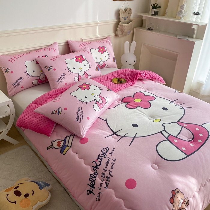 91家纺网 家纺一手货源 找家纺 一电 跨境电商可真空儿童豆豆被幼儿园秋冬被芯宝宝婴儿午睡小盖被盖毯小宝宝四季通用 萌萌KT