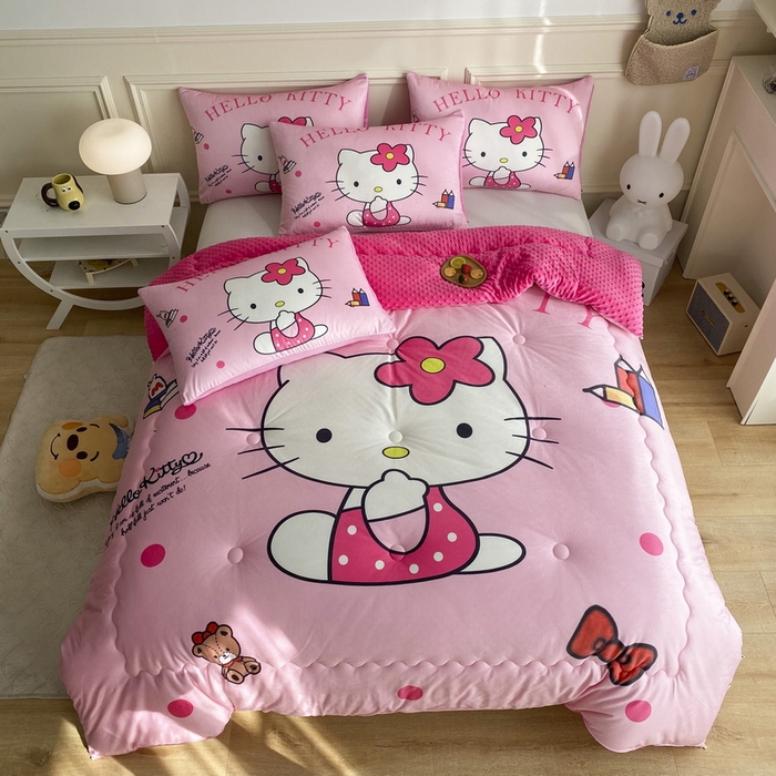 91家纺网 家纺一手货源 找家纺 一电 跨境电商可真空儿童豆豆被幼儿园秋冬被芯宝宝婴儿午睡小盖被盖毯小宝宝四季通用 萌萌KT