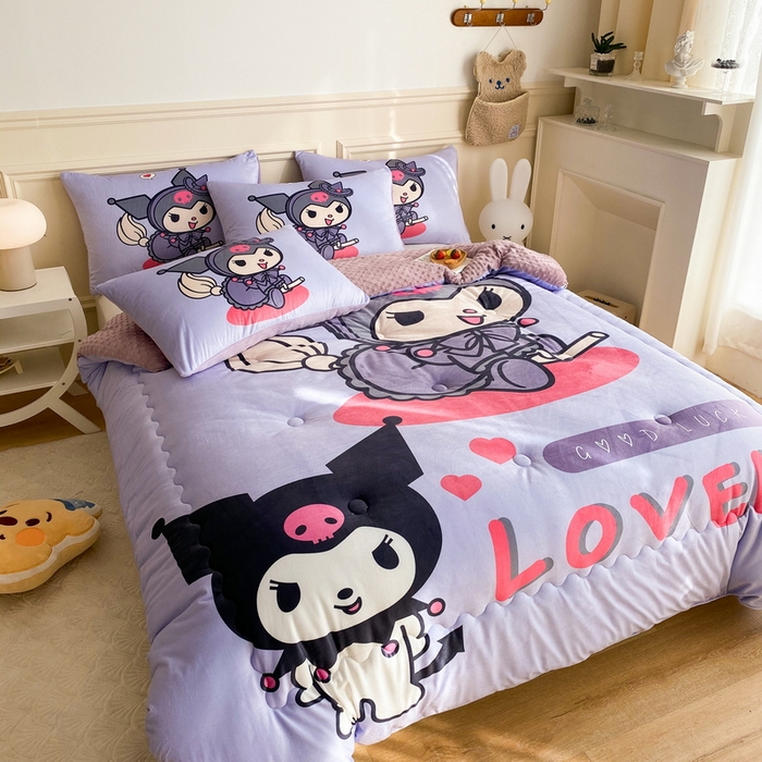 91家纺网 家纺一手货源 找家纺 一电 跨境电商可真空儿童豆豆被幼儿园秋冬被芯宝宝婴儿午睡小盖被盖毯小宝宝四季通用 可爱库洛米