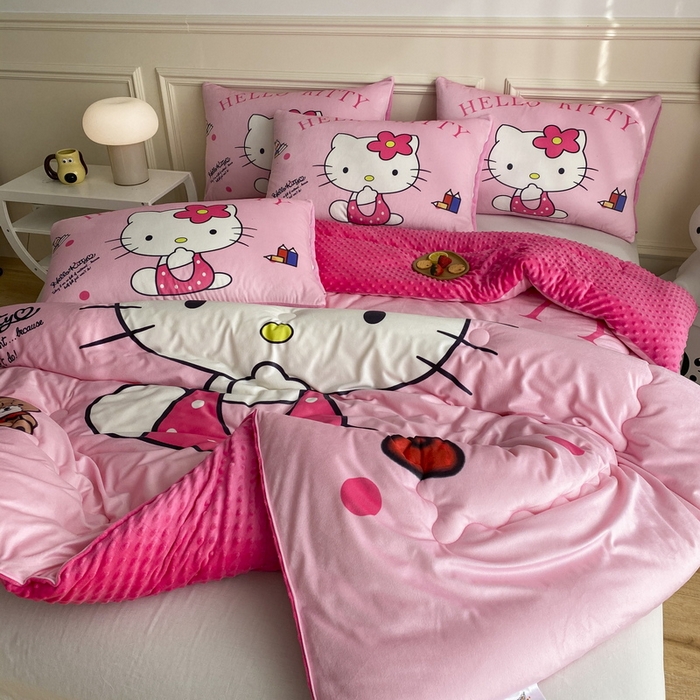 91家纺网 家纺一手货源 找家纺 一电 跨境电商可真空儿童豆豆被幼儿园秋冬被芯宝宝婴儿午睡小盖被盖毯小宝宝四季通用 萌萌KT