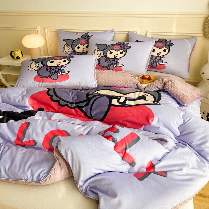 91家纺网 家纺一手货源 找家纺 一电 跨境电商可真空儿童豆豆被幼儿园秋冬被芯宝宝婴儿午睡小盖被盖毯小宝宝四季通用 可爱库洛米