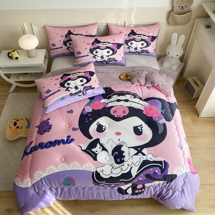 91家纺网 家纺一手货源 找家纺 一电 跨境电商可真空儿童豆豆被幼儿园秋冬被芯宝宝婴儿午睡小盖被盖毯小宝宝四季通用 库洛米公主