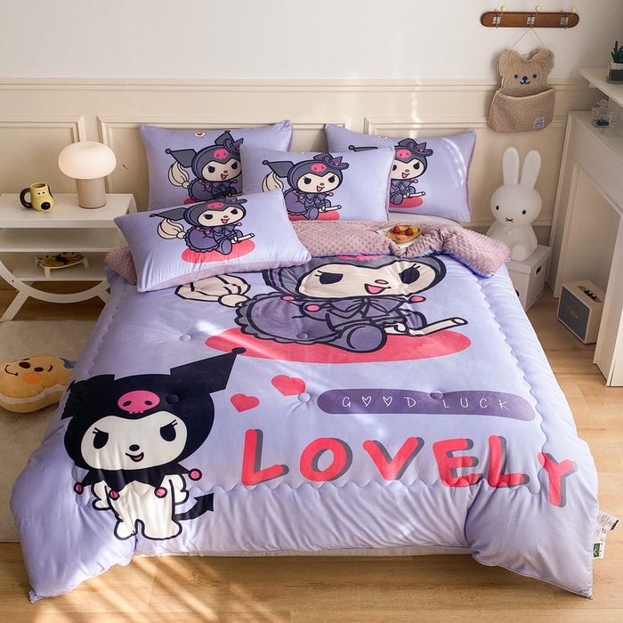 91家纺网 家纺一手货源 找家纺 一电 跨境电商可真空儿童豆豆被幼儿园秋冬被芯宝宝婴儿午睡小盖被盖毯小宝宝四季通用 可爱库洛米