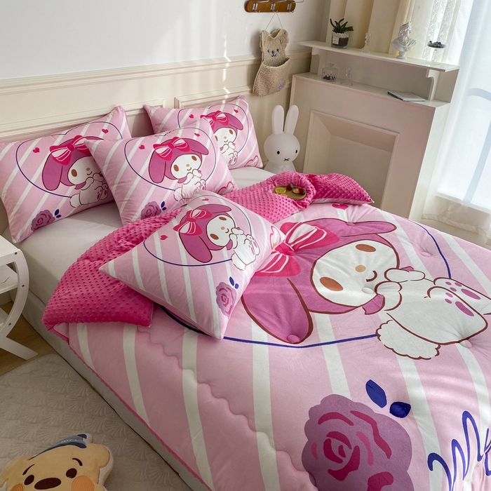 91家纺网 家纺一手货源 找家纺 一电 跨境电商可真空儿童豆豆被幼儿园秋冬被芯宝宝婴儿午睡小盖被盖毯小宝宝四季通用 咪咪美乐