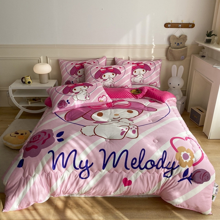 91家纺网 家纺一手货源 找家纺 一电 跨境电商可真空儿童豆豆被幼儿园秋冬被芯宝宝婴儿午睡小盖被盖毯小宝宝四季通用 咪咪美乐