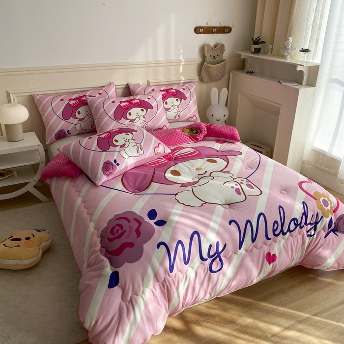 91家纺网 家纺一手货源 找家纺 一电 跨境电商可真空儿童豆豆被幼儿园秋冬被芯宝宝婴儿午睡小盖被盖毯小宝宝四季通用 咪咪美乐