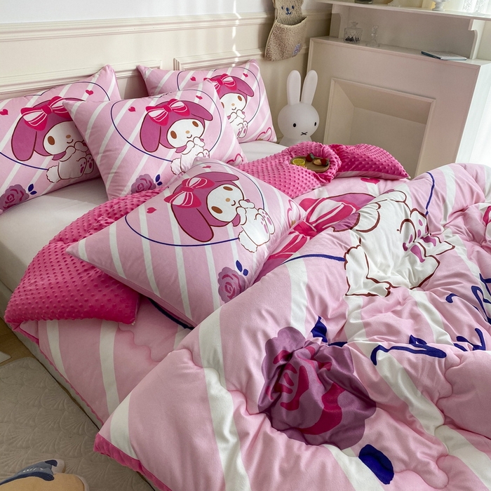 91家纺网 家纺一手货源 找家纺 一电 跨境电商可真空儿童豆豆被幼儿园秋冬被芯宝宝婴儿午睡小盖被盖毯小宝宝四季通用 咪咪美乐