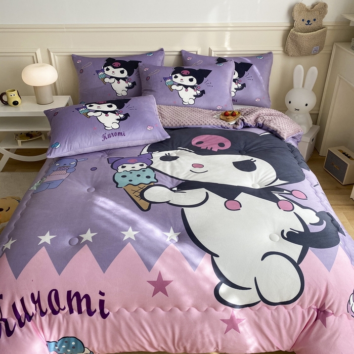 91家纺网 家纺一手货源 找家纺 一电 跨境电商可真空儿童豆豆被幼儿园秋冬被芯宝宝婴儿午睡小盖被盖毯小宝宝四季通用 甜筒库洛米