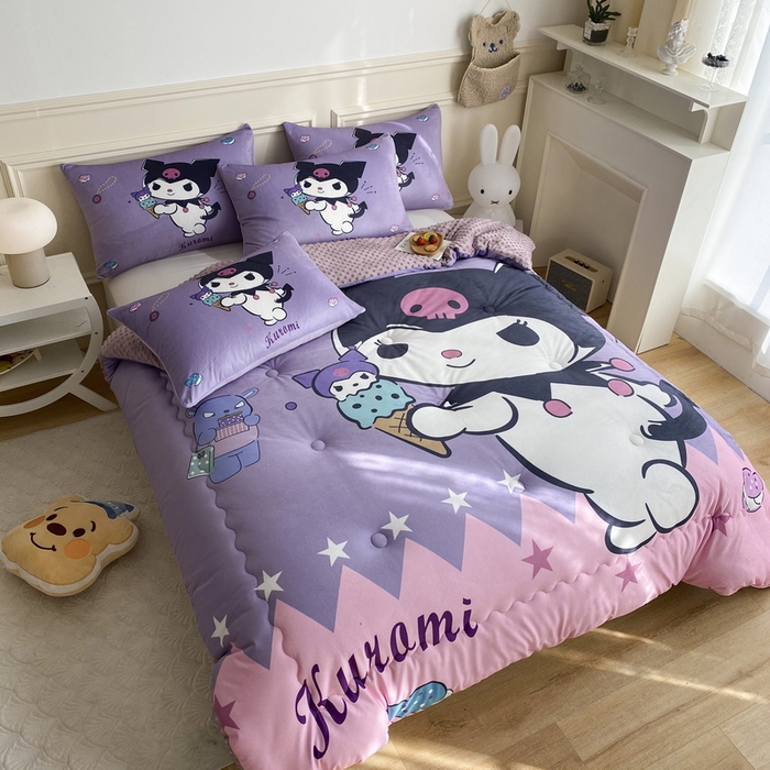 91家纺网 家纺一手货源 找家纺 一电 跨境电商可真空儿童豆豆被幼儿园秋冬被芯宝宝婴儿午睡小盖被盖毯小宝宝四季通用 甜筒库洛米