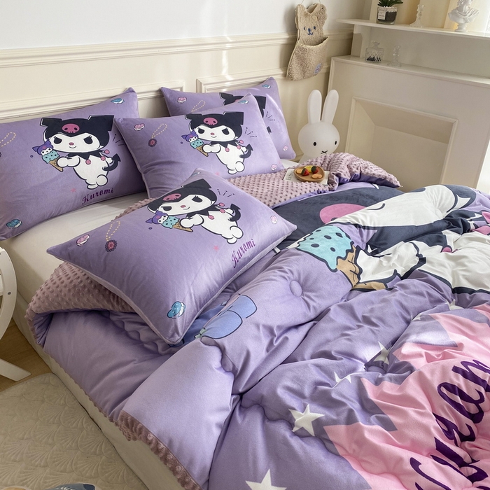 91家纺网 家纺一手货源 找家纺 一电 跨境电商可真空儿童豆豆被幼儿园秋冬被芯宝宝婴儿午睡小盖被盖毯小宝宝四季通用 甜筒库洛米