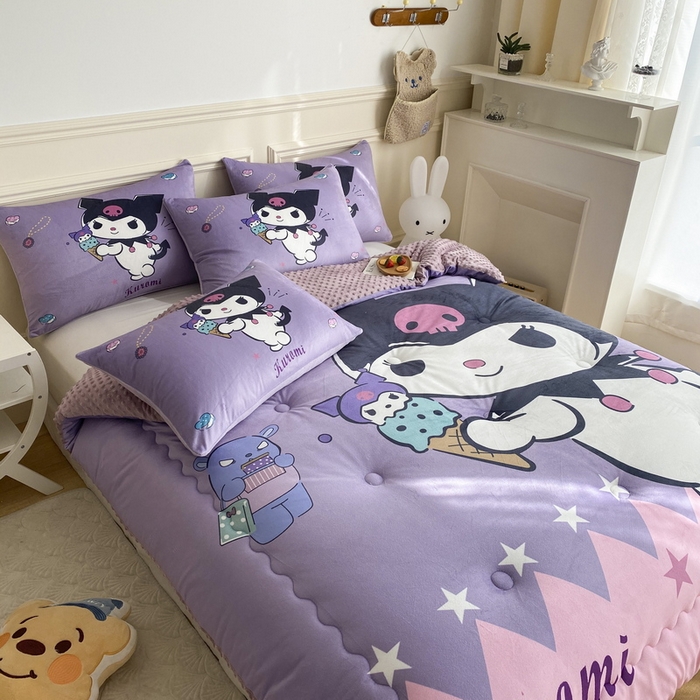 91家纺网 家纺一手货源 找家纺 一电 跨境电商可真空儿童豆豆被幼儿园秋冬被芯宝宝婴儿午睡小盖被盖毯小宝宝四季通用 甜筒库洛米