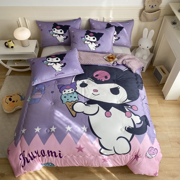 91家纺网 家纺一手货源 找家纺 一电 跨境电商可真空儿童豆豆被幼儿园秋冬被芯宝宝婴儿午睡小盖被盖毯小宝宝四季通用 甜筒库洛米