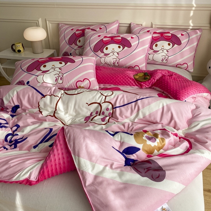 91家纺网 家纺一手货源 找家纺 一电 跨境电商可真空儿童豆豆被幼儿园秋冬被芯宝宝婴儿午睡小盖被盖毯小宝宝四季通用 咪咪美乐