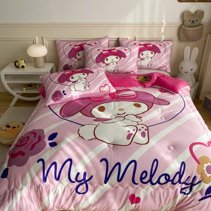 91家纺网 家纺一手货源 找家纺 一电 跨境电商可真空儿童豆豆被幼儿园秋冬被芯宝宝婴儿午睡小盖被盖毯小宝宝四季通用 咪咪美乐