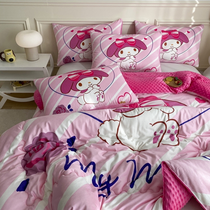 91家纺网 家纺一手货源 找家纺 一电 跨境电商可真空儿童豆豆被幼儿园秋冬被芯宝宝婴儿午睡小盖被盖毯小宝宝四季通用 咪咪美乐