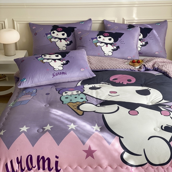 91家纺网 家纺一手货源 找家纺 一电 跨境电商可真空儿童豆豆被幼儿园秋冬被芯宝宝婴儿午睡小盖被盖毯小宝宝四季通用 甜筒库洛米