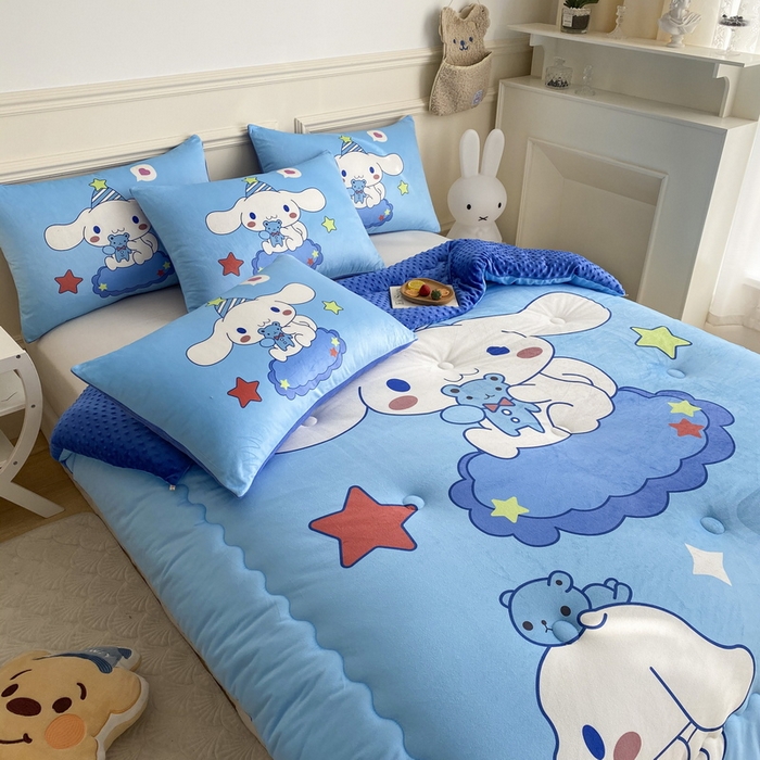 91家纺网 家纺一手货源 找家纺 一电 跨境电商可真空儿童豆豆被幼儿园秋冬被芯宝宝婴儿午睡小盖被盖毯小宝宝四季通用 小熊玉桂狗