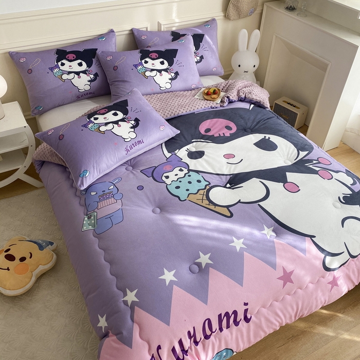 91家纺网 家纺一手货源 找家纺 一电 跨境电商可真空儿童豆豆被幼儿园秋冬被芯宝宝婴儿午睡小盖被盖毯小宝宝四季通用 甜筒库洛米