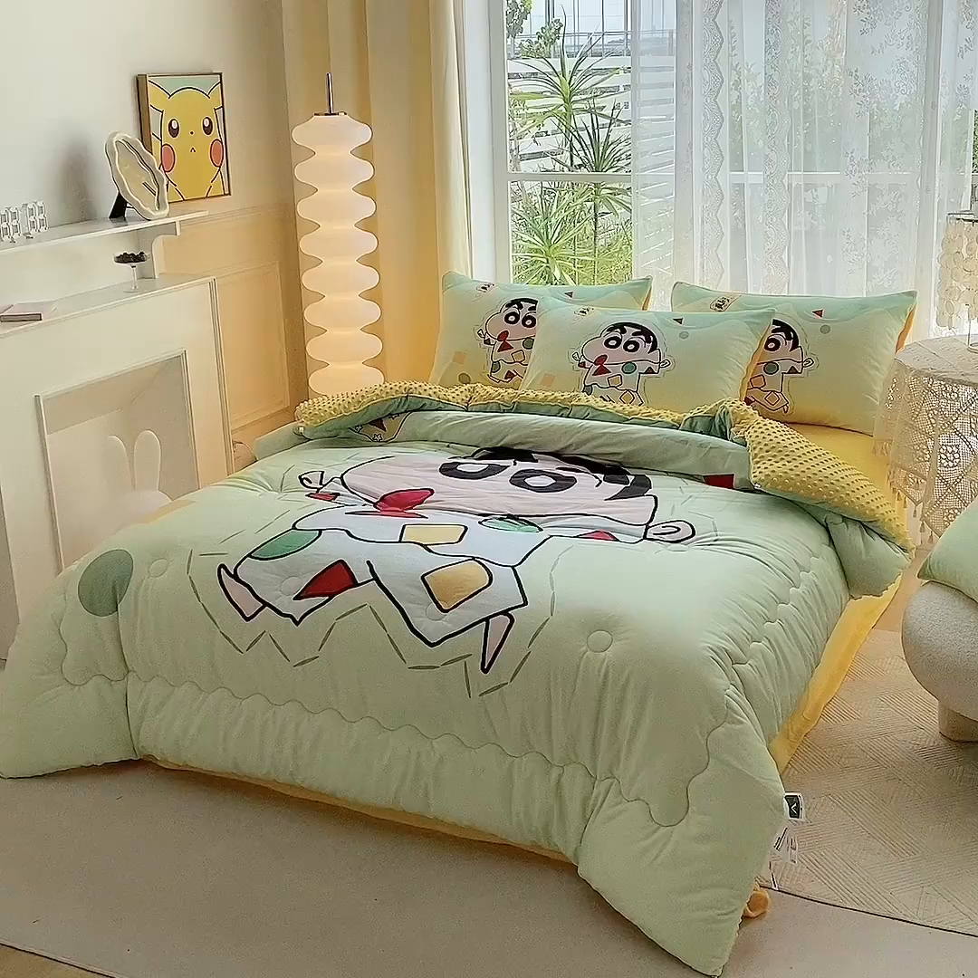 91家纺网 家纺一手货源 找家纺 一电 跨境电商可真空儿童豆豆被幼儿园秋冬被芯宝宝婴儿午睡小盖被盖毯小宝宝四季通用 小新