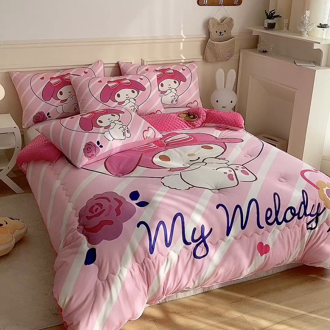 91家纺网 家纺一手货源 找家纺 一电 跨境电商可真空儿童豆豆被幼儿园秋冬被芯宝宝婴儿午睡小盖被盖毯小宝宝四季通用 咪咪美乐