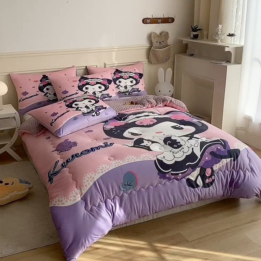 91家纺网 家纺一手货源 找家纺 一电 跨境电商可真空儿童豆豆被幼儿园秋冬被芯宝宝婴儿午睡小盖被盖毯小宝宝四季通用 库洛米公主