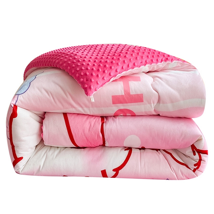 91家纺网 家纺一手货源 找家纺 一电 跨境电商可真空儿童豆豆被幼儿园秋冬被芯宝宝婴儿午睡小盖被盖毯小宝宝四季通用 害羞KT