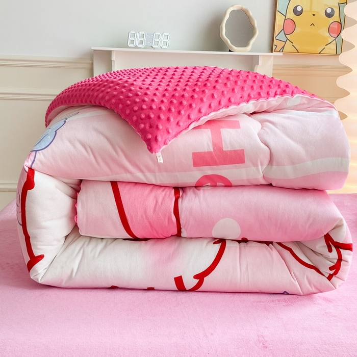 91家纺网 家纺一手货源 找家纺 一电 跨境电商可真空儿童豆豆被幼儿园秋冬被芯宝宝婴儿午睡小盖被盖毯小宝宝四季通用 害羞KT