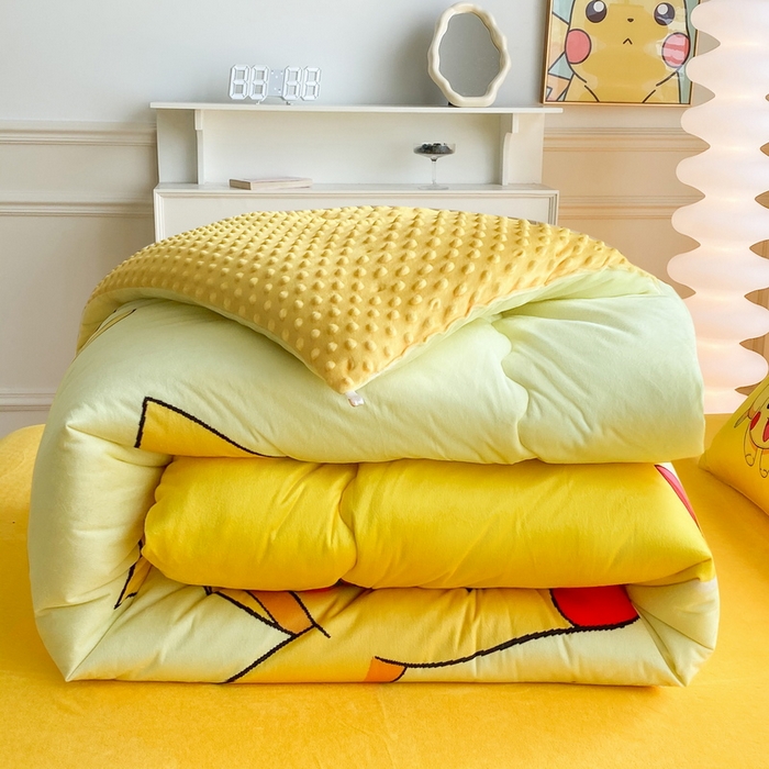 91家纺网 家纺一手货源 找家纺 一电 跨境电商可真空儿童豆豆被幼儿园秋冬被芯宝宝婴儿午睡小盖被盖毯小宝宝四季通用 奔跑皮卡丘