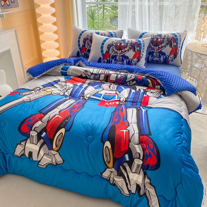 91家纺网 家纺一手货源 找家纺 一电 跨境电商可真空儿童豆豆被幼儿园秋冬被芯宝宝婴儿午睡小盖被盖毯小宝宝四季通用 圈圈机器人