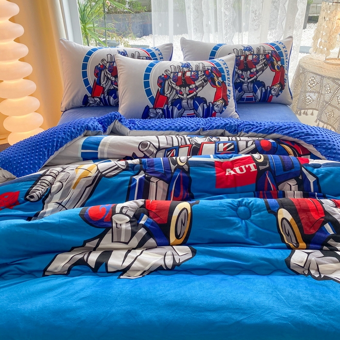 91家纺网 家纺一手货源 找家纺 一电 跨境电商可真空儿童豆豆被幼儿园秋冬被芯宝宝婴儿午睡小盖被盖毯小宝宝四季通用 圈圈机器人