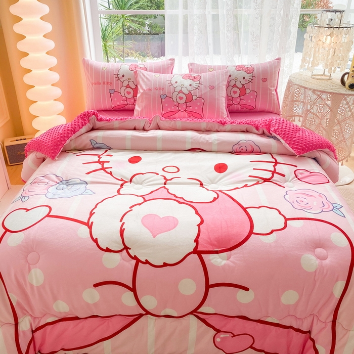 91家纺网 家纺一手货源 找家纺 一电 跨境电商可真空儿童豆豆被幼儿园秋冬被芯宝宝婴儿午睡小盖被盖毯小宝宝四季通用 害羞KT