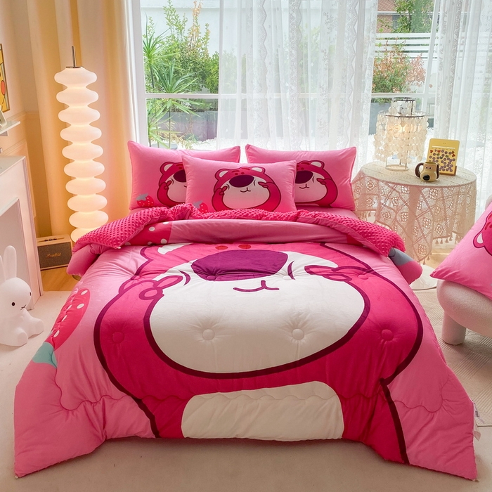 一电 跨境电商可真空儿童豆豆被幼儿园秋冬被芯宝宝婴儿午睡小盖被盖毯小宝宝四季通用 草莓大雄