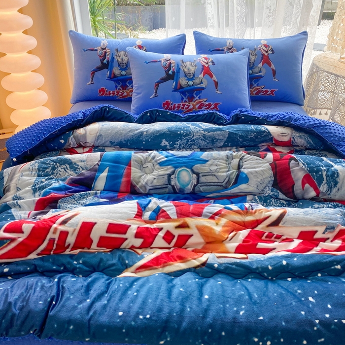 91家纺网 家纺一手货源 找家纺 一电 跨境电商可真空儿童豆豆被幼儿园秋冬被芯宝宝婴儿午睡小盖被盖毯小宝宝四季通用 奥特警卫队