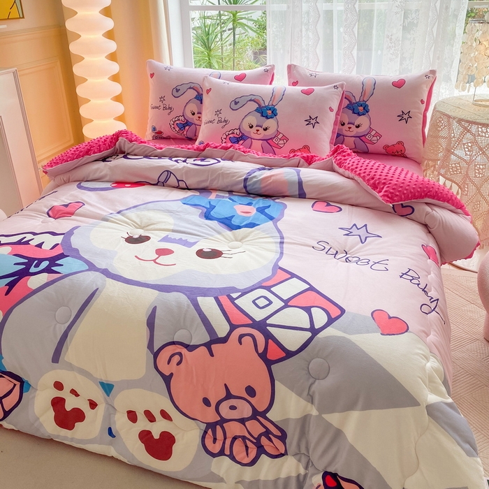 91家纺网 家纺一手货源 找家纺 一电 跨境电商可真空儿童豆豆被幼儿园秋冬被芯宝宝婴儿午睡小盖被盖毯小宝宝四季通用 冰冰星黛露