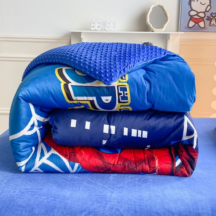 91家纺网 家纺一手货源 找家纺 一电 跨境电商可真空儿童豆豆被幼儿园秋冬被芯宝宝婴儿午睡小盖被盖毯小宝宝四季通用 蜘蛛侠