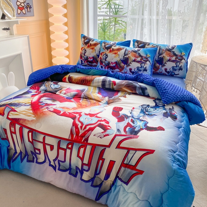 91家纺网 家纺一手货源 找家纺 一电 跨境电商可真空儿童豆豆被幼儿园秋冬被芯宝宝婴儿午睡小盖被盖毯小宝宝四季通用 闪电奥特曼