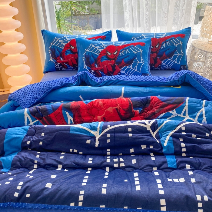 91家纺网 家纺一手货源 找家纺 一电 跨境电商可真空儿童豆豆被幼儿园秋冬被芯宝宝婴儿午睡小盖被盖毯小宝宝四季通用 蜘蛛侠