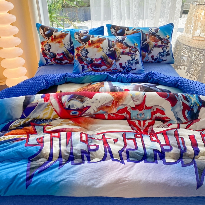 91家纺网 家纺一手货源 找家纺 一电 跨境电商可真空儿童豆豆被幼儿园秋冬被芯宝宝婴儿午睡小盖被盖毯小宝宝四季通用 闪电奥特曼