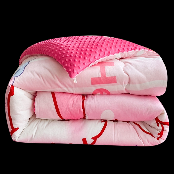 91家纺网 家纺一手货源 找家纺 一电 跨境电商可真空儿童豆豆被幼儿园秋冬被芯宝宝婴儿午睡小盖被盖毯小宝宝四季通用 害羞KT