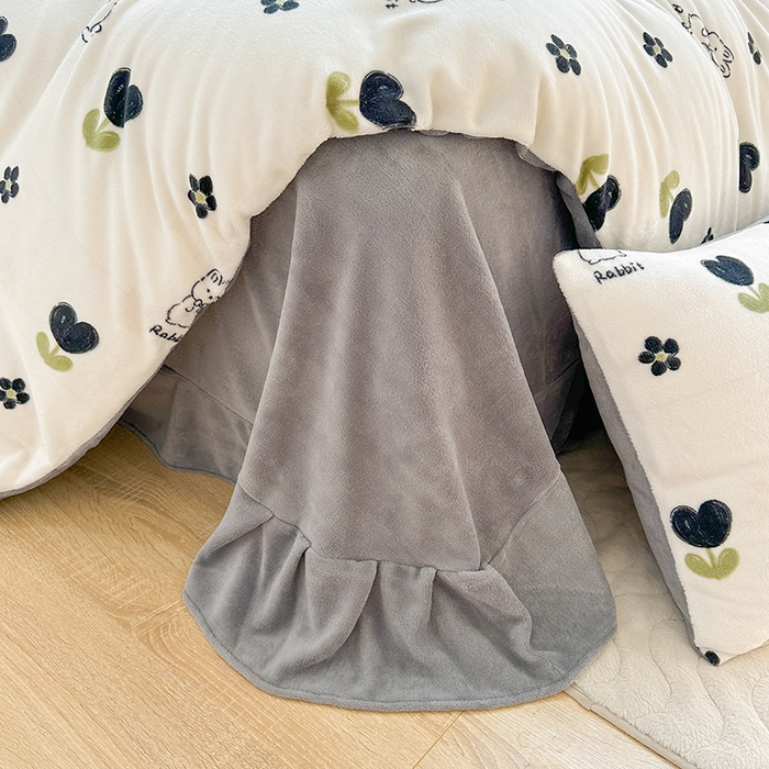 91家纺网 家纺一手货源 找家纺 斯卡诺家纺 2025小清新加厚高克重牛奶绒四件套网红直播爆款 北欧兔