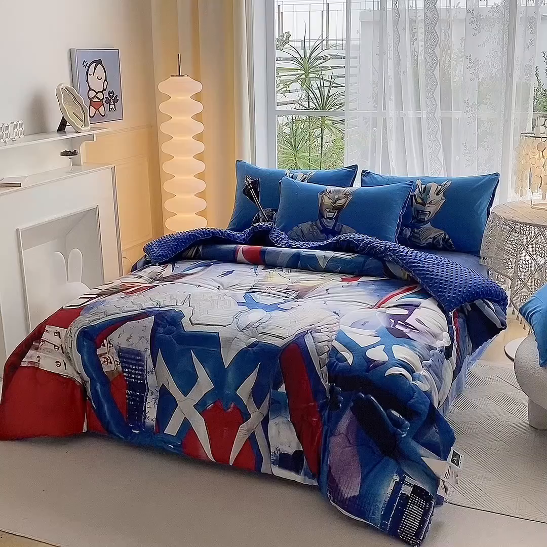 91家纺网 家纺一手货源 找家纺 （总）一电 跨境电商可真空儿童豆豆被幼儿园秋冬被芯宝宝婴儿午睡小盖被盖毯小宝宝四季通用