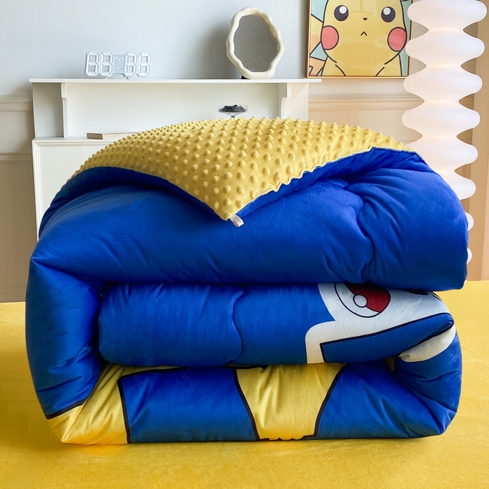 91家纺网 家纺一手货源 找家纺 一电 跨境电商可真空儿童豆豆被幼儿园秋冬被芯宝宝婴儿午睡小盖被盖毯小宝宝四季通用 淘气皮卡丘