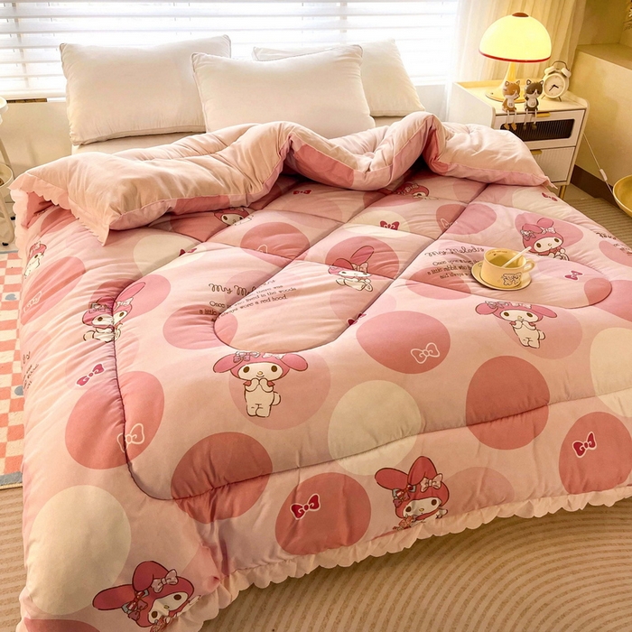 91家纺网 家纺一手货源 找家纺 一电 2024跨境电商可真空儿童被幼儿园秋冬被芯宝宝婴儿午睡小盖被盖毯小宝宝四季通用 圈圈美乐蒂