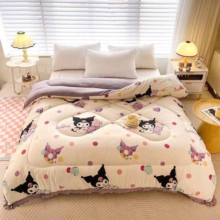 91家纺网 家纺一手货源 找家纺 一电 2024跨境电商可真空儿童被幼儿园秋冬被芯宝宝婴儿午睡小盖被盖毯小宝宝四季通用 波点库洛米