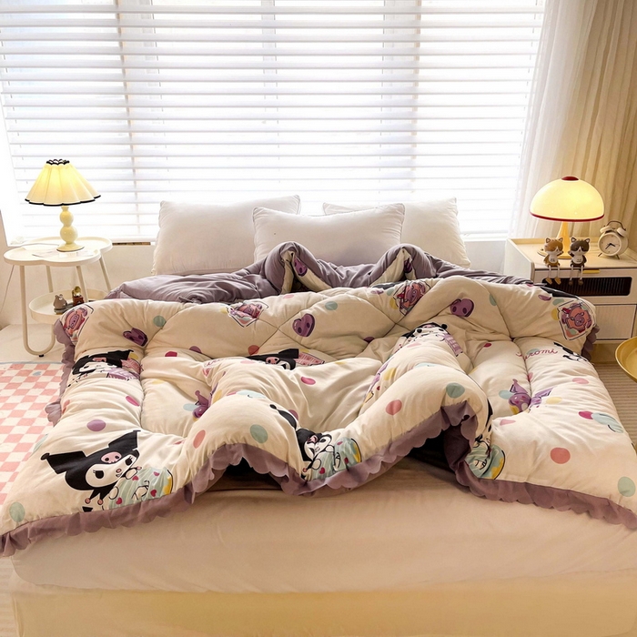 91家纺网 家纺一手货源 找家纺 一电 2024跨境电商可真空儿童被幼儿园秋冬被芯宝宝婴儿午睡小盖被盖毯小宝宝四季通用 波点库洛米