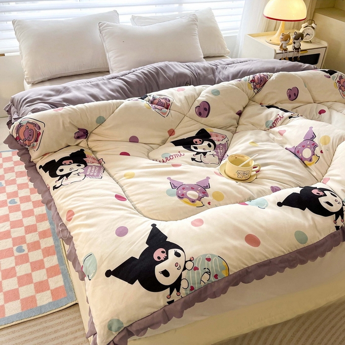 91家纺网 家纺一手货源 找家纺 一电 2024跨境电商可真空儿童被幼儿园秋冬被芯宝宝婴儿午睡小盖被盖毯小宝宝四季通用 波点库洛米