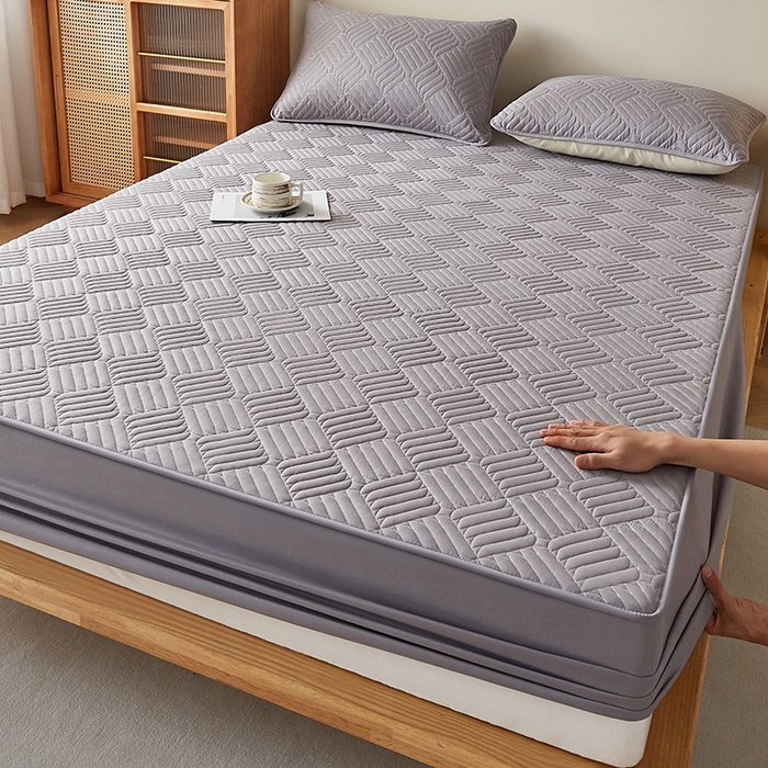 盛眠家纺 2025新款水洗棉磨毛夹棉床笠-雅格系列 雅格-灰色